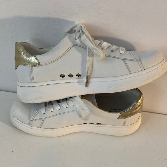 kate spade Shoes - Kate Spade Optic White and Gold York lift leather Sneakers  women 7.5